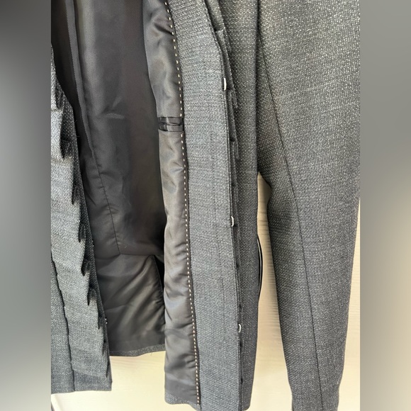 Classiques Entier Atelier | Grey Wool Blend Pleated Ruffle Trim Jacket size 10 - Picture 3 of 10